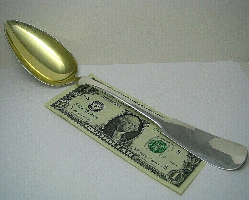 SOLID SILVER SPOON BASTING STUFFING SERVING SPOON by Guttenhöfer Germany ca1900s