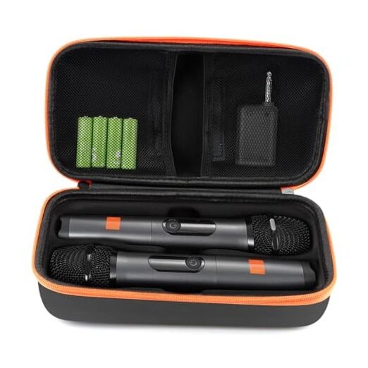 Wireless Microphone Case, Portable Handheld Dual Mic Hook and Loop Fastener