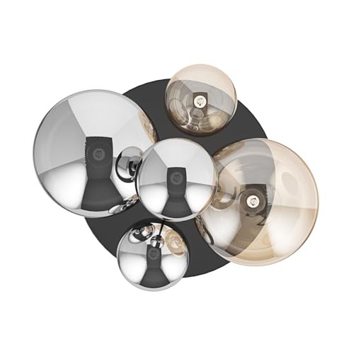 5-Light 17.71 in Black Semi Flush Mount Ceiling Light, Modern Ceiling