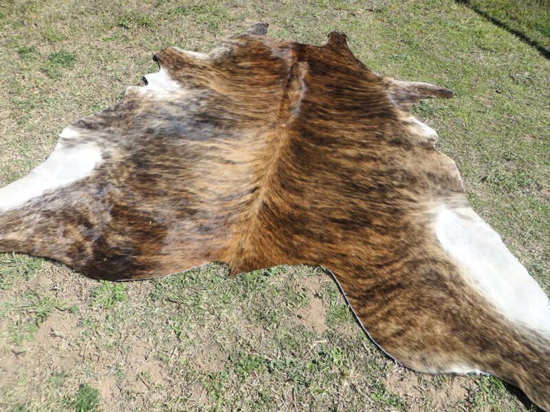 MAKE OFFER !! LARGE BRINDLE brown Cowhide Rug natural Cowhides Cow Hide Skin RN