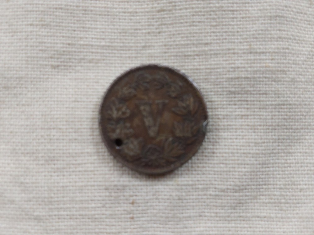 1882 Mexico 5 centavos (holed) AVF