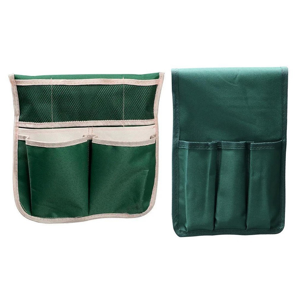 Storage Friendly Green Garden Chair Bench with Multi Pocket Tool Storage