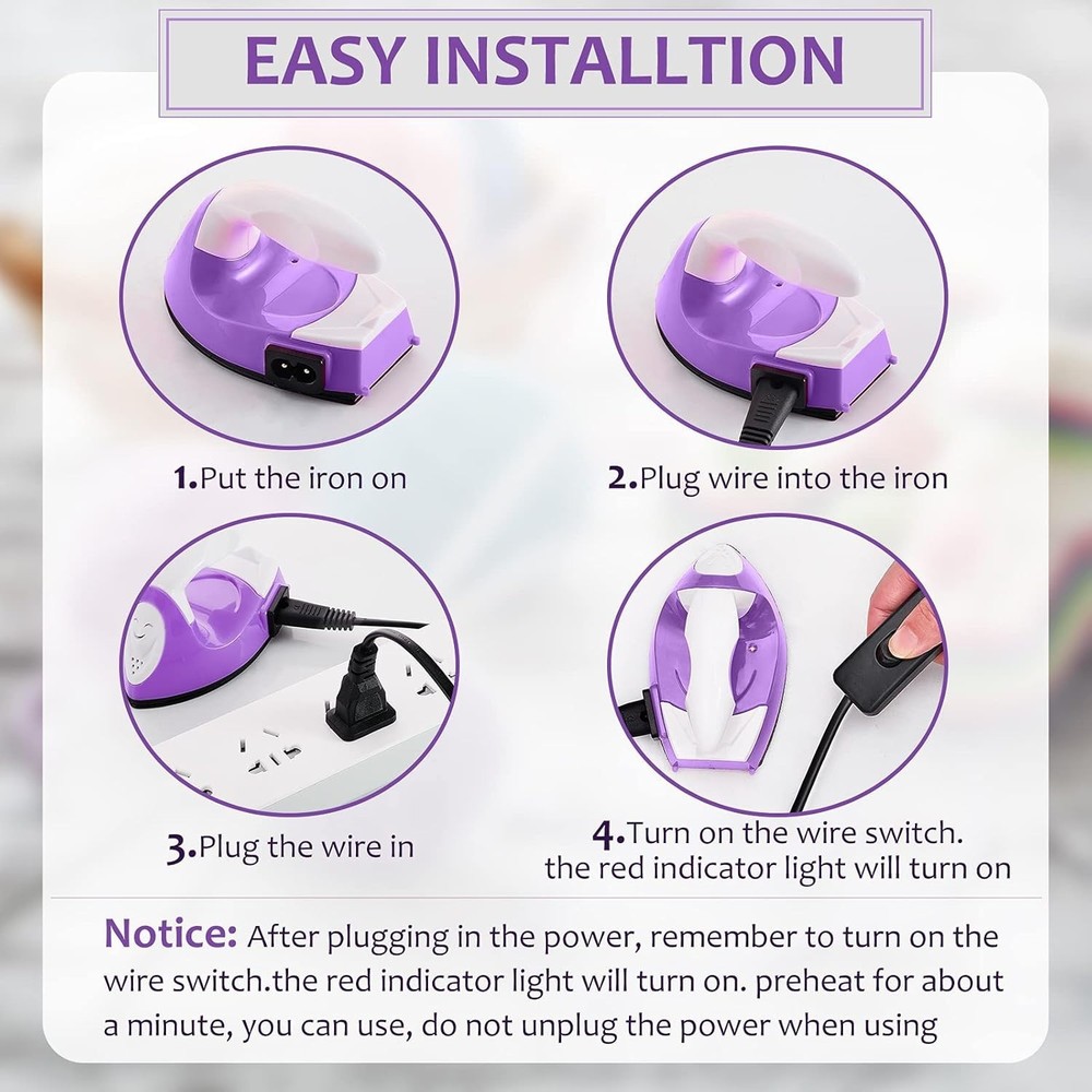 Portable Purple Mini Craft Iron with Charging Base - Ideal for Small Projects