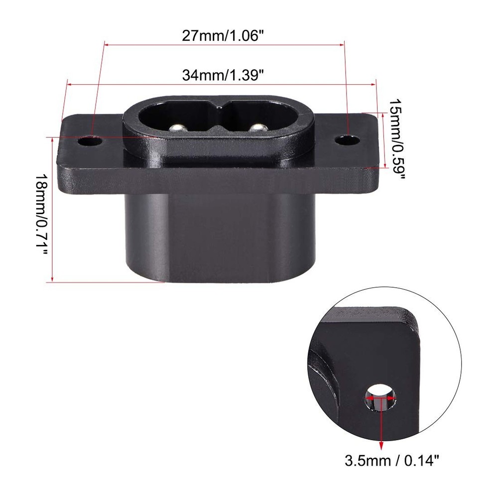 uxcell C8 Panel Mount Plug Adapter AC250V 2.5A 2 Pins IEC Inlet Module Plug...