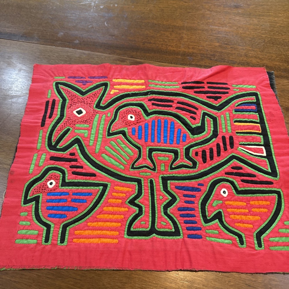 Handmade mola kuna panama applique embroidery needlework small panel