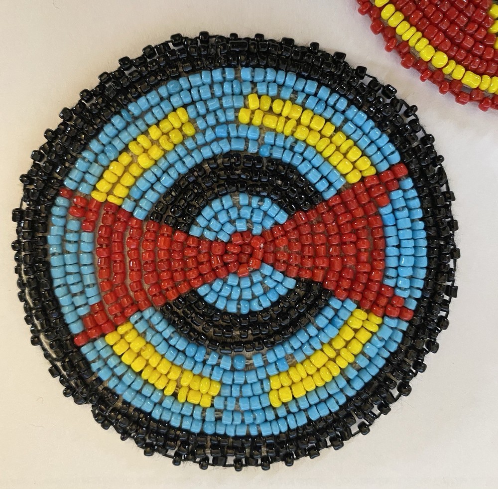 3-New Beaded Native Style Rosette Craft Patch Non Native 3” Made in India