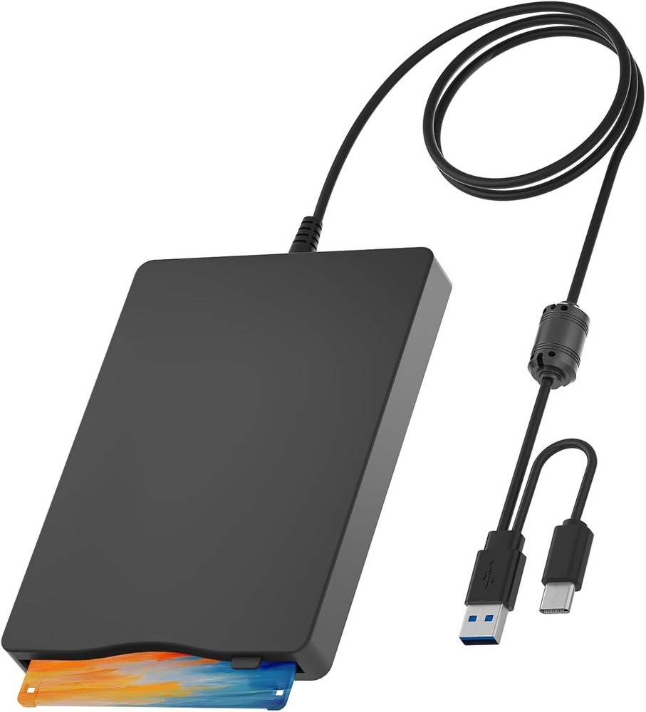 Compact 3.5-Inch USB Floppy Drive - Fast Data Reader for Laptops and Desktops