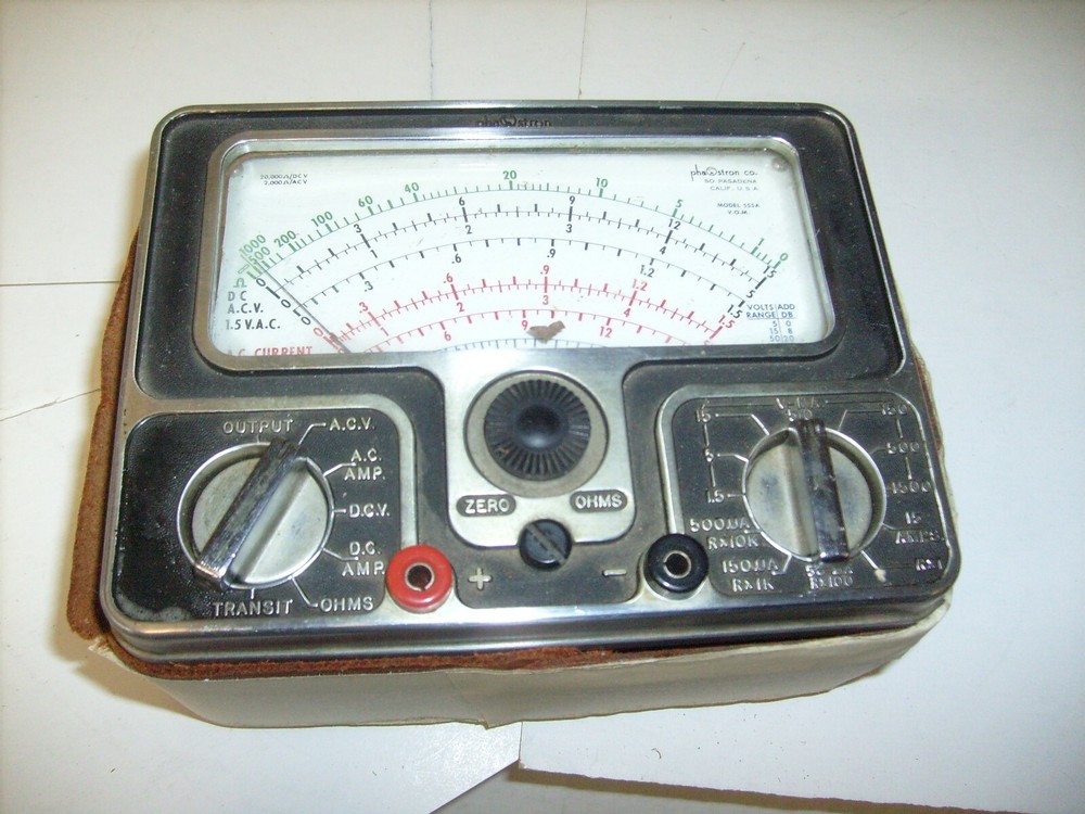 Meter Phaostron Co. A.C./D.C. Voltage Ohms Multimeter Model V.O.M. 555A U.S.A.