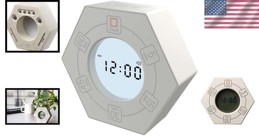 Modern Rotating Productivity Clock - White