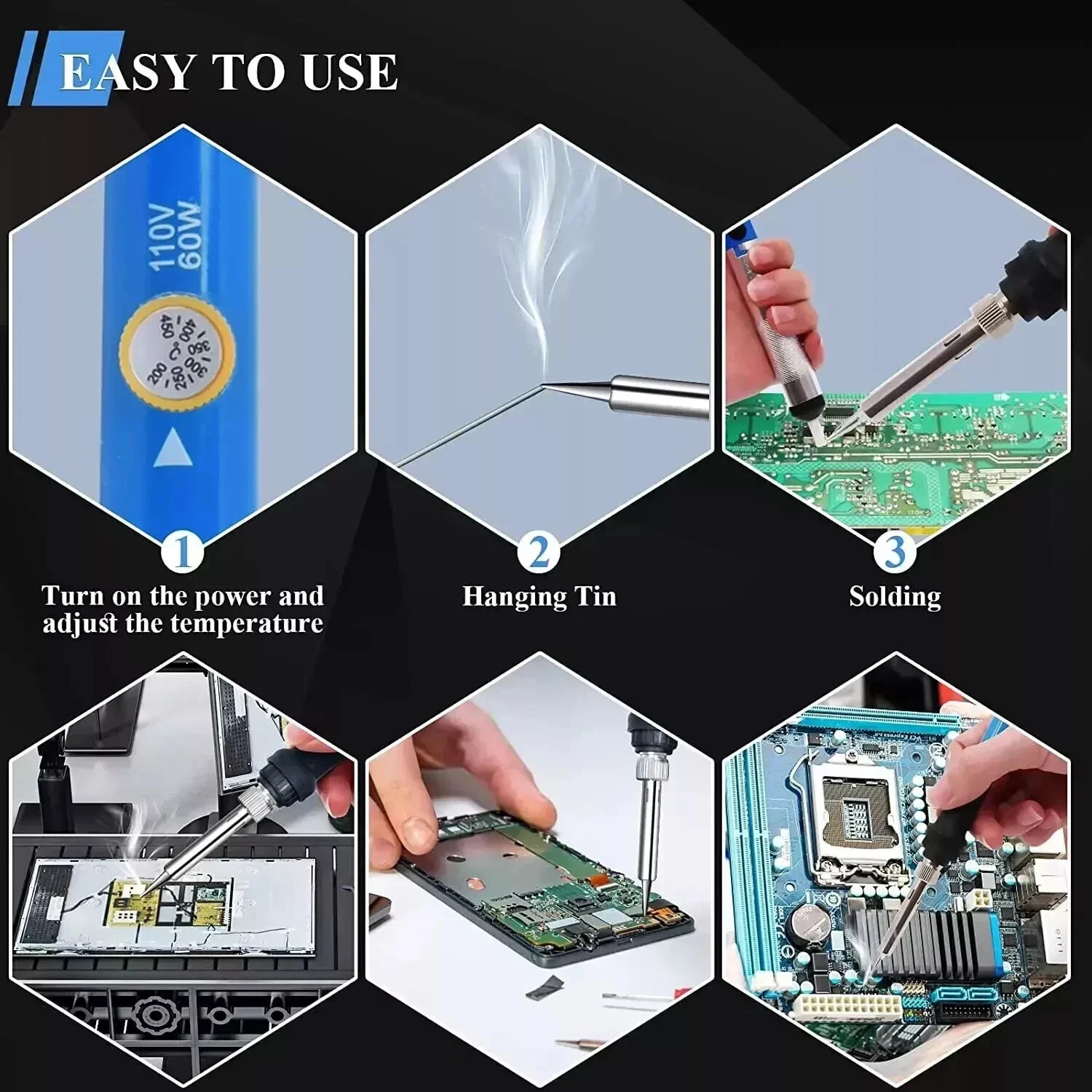 New Electric Soldering Iron Welding Gun Tool Kit Solder Wire Desoldering Pump US