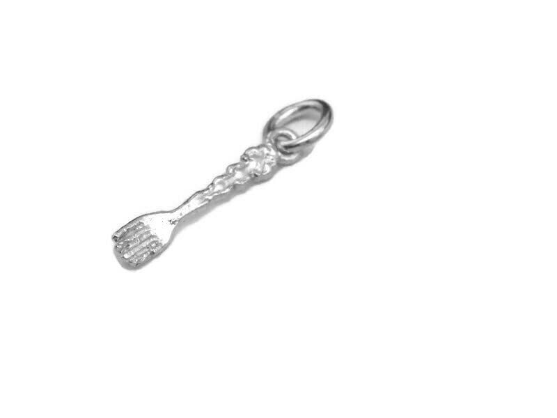 Fancy Fork Charm Pendant .925 Sterling Silver