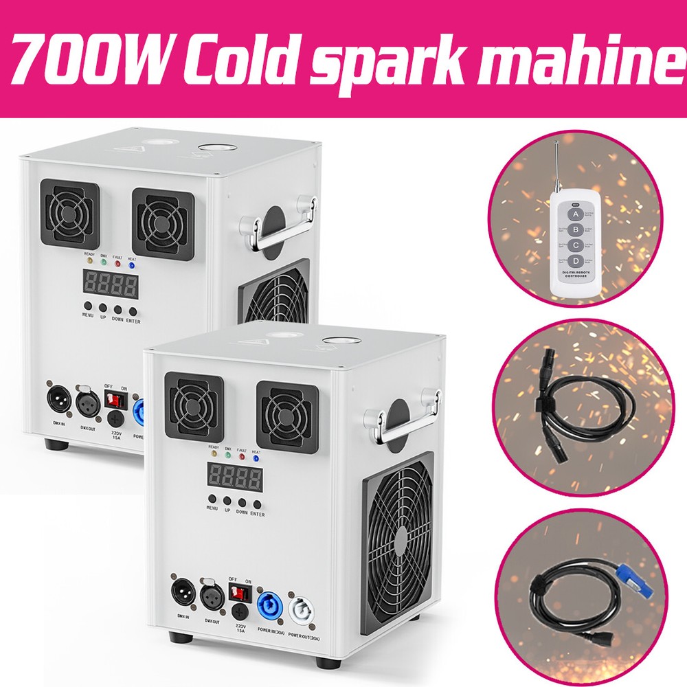 2X 700W Cold Spark Machine Stage Effect DMX Firework Mac DJ Event Party Wedding