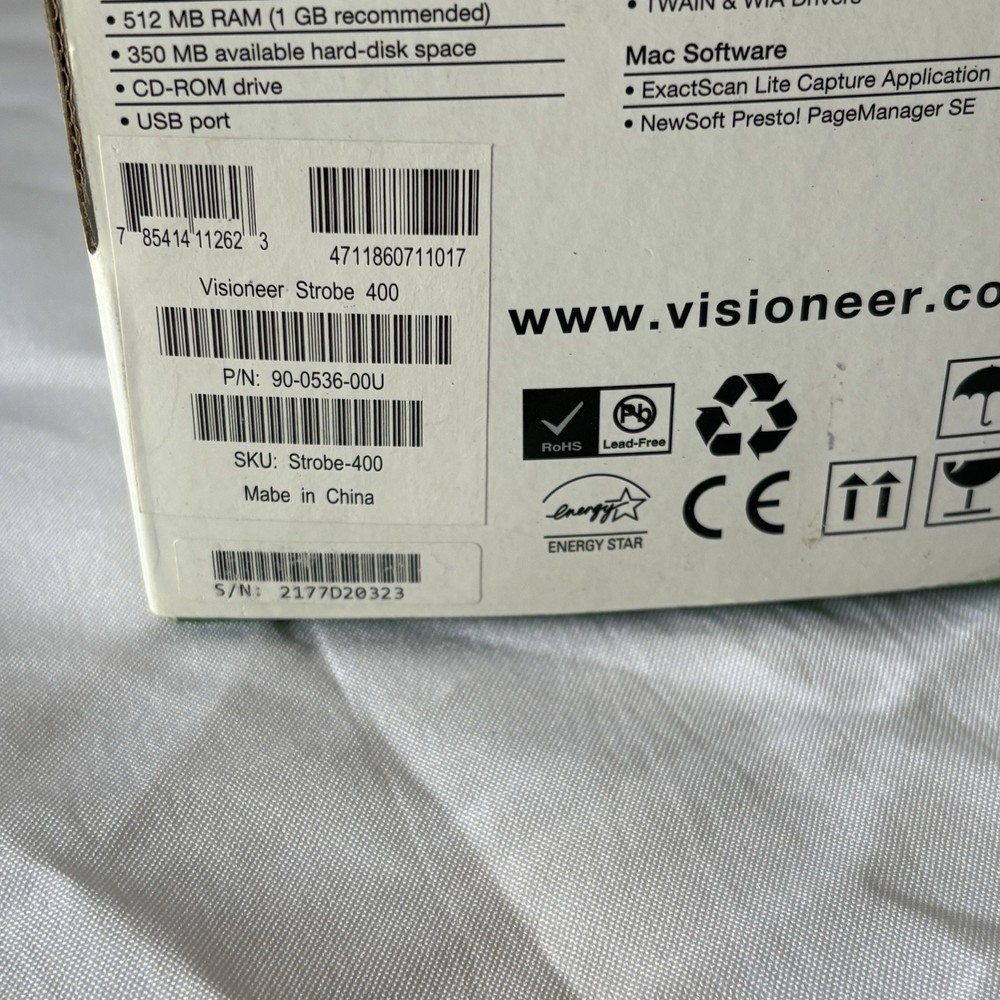 Visioneer Strobe 400 Electronic Portable Sheetfed Scanner Open Box