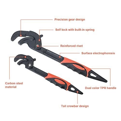 4Pcs Adjustable Pipe Wrench Quick Multi-functional Self-Adjusting Wrench Spanner