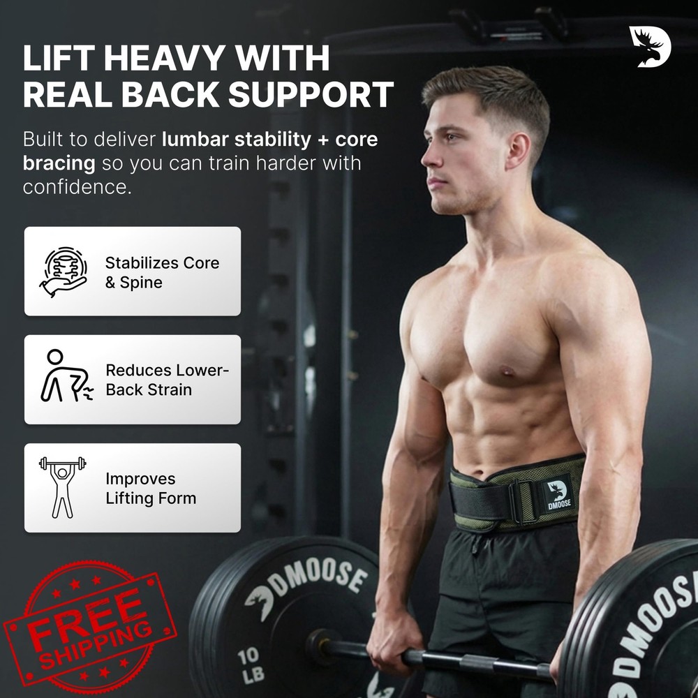 DMoose Weight Lifting Belt 6" Adjustable Auto Lock Gym Workout