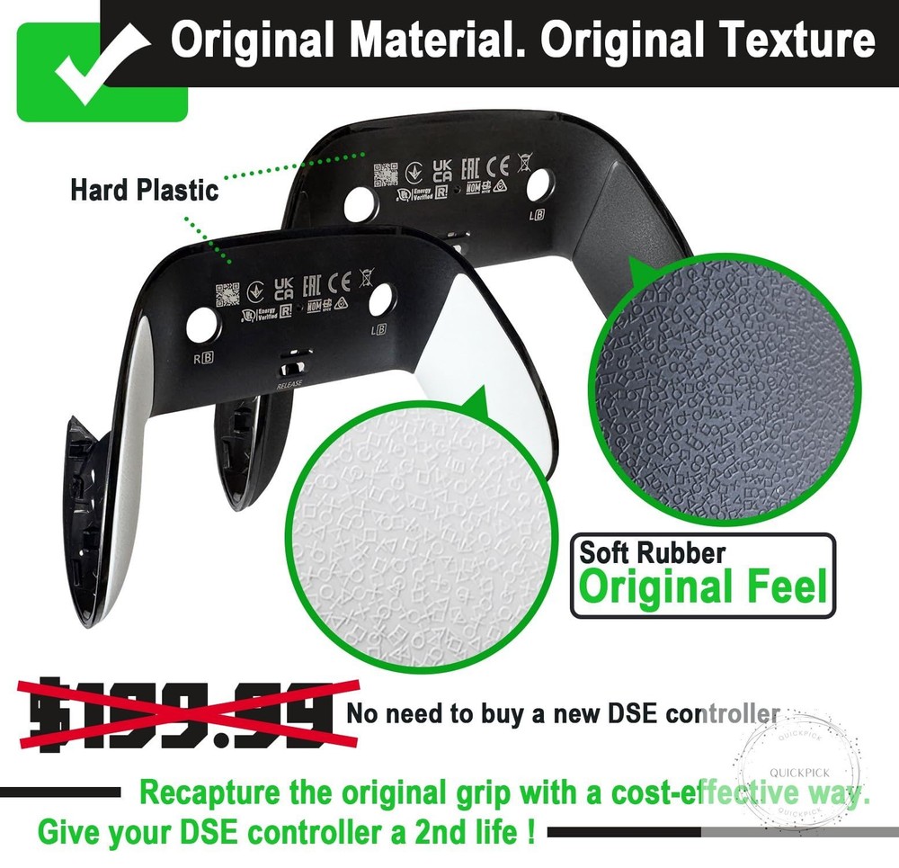 Repair Back Cover for PS5 DualSense Edge Controller, Replacement Shell with Soft