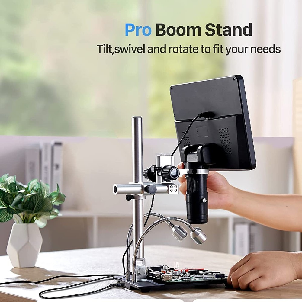 TOMLOV 10" Digital Microscope 2000x Soldering Microscop Flexibable Arm Stand