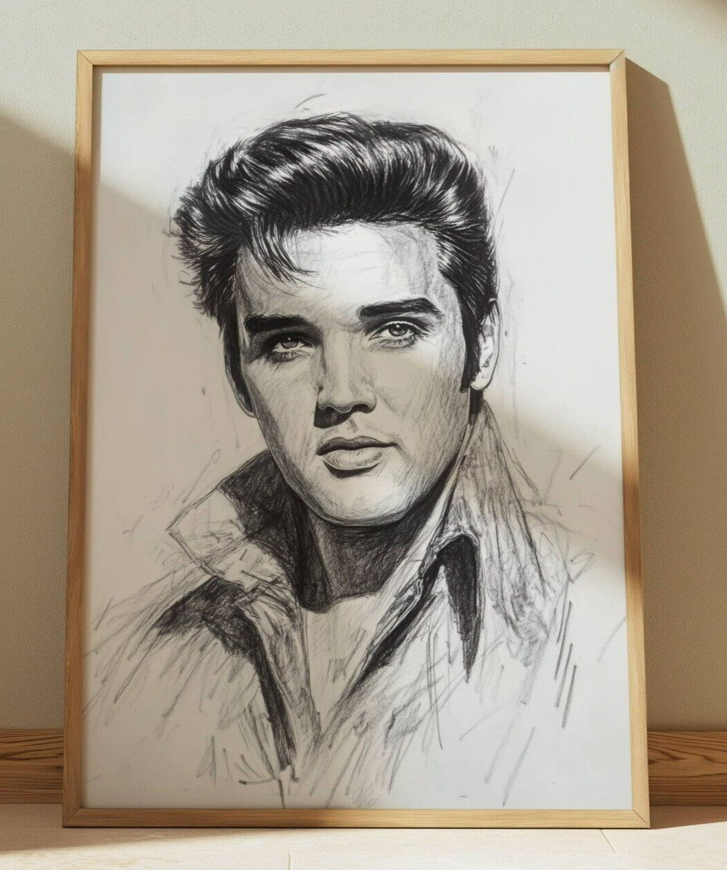 ELVIS PRESLEY DRAWING PRINT PORTRAIT SKETCH 8" x 10" ELVIS PRESLEY WALL ART