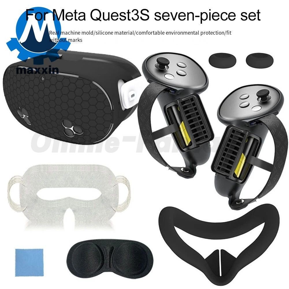 Silicone Case Protective Accessory Set for Meta Quest 3S with Controller Cover
