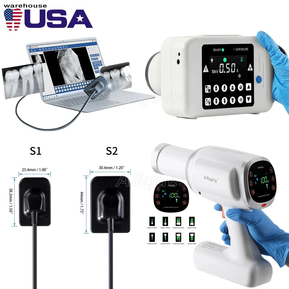 Portable Dental X Mobile Unit Ray Digital Machine/with Shield/Sensor Size 1/2