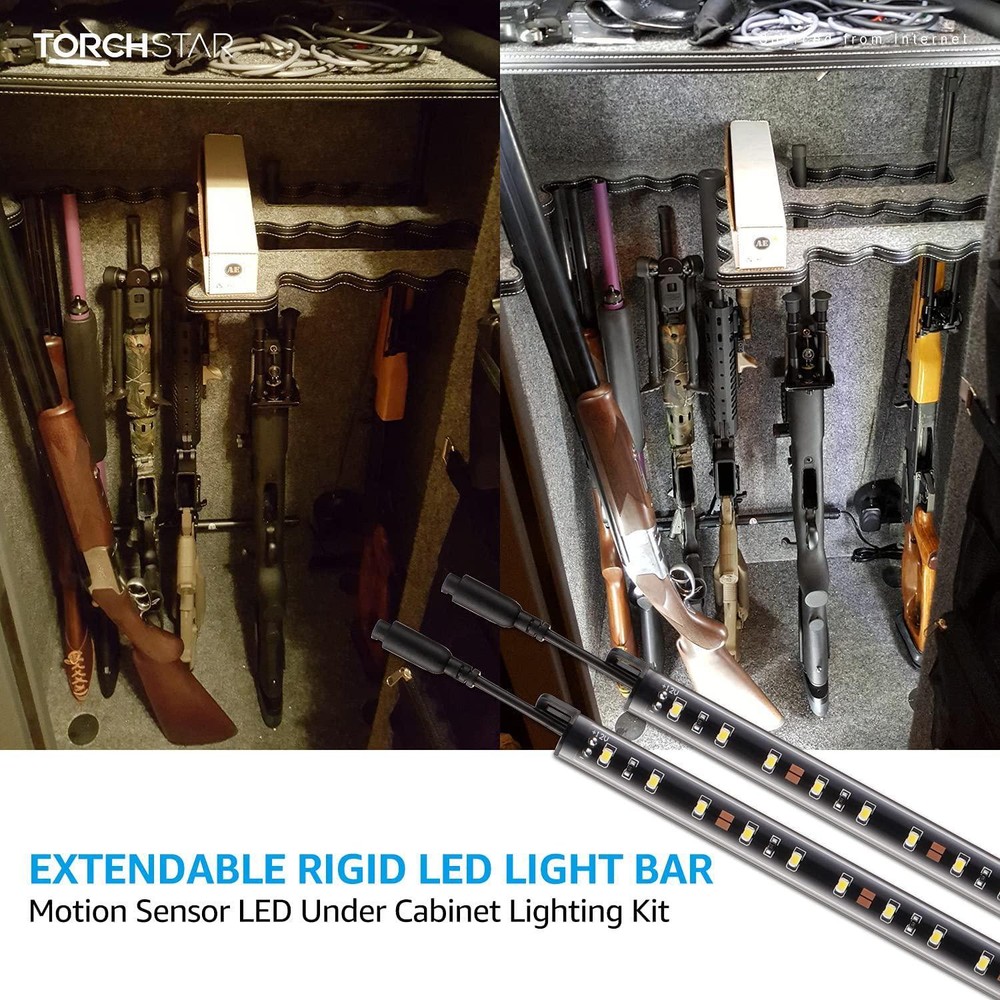 LED Safe Lighting Kit, (6) 12 Inch Linkable Light Bars Motion Sensor UL Daylight