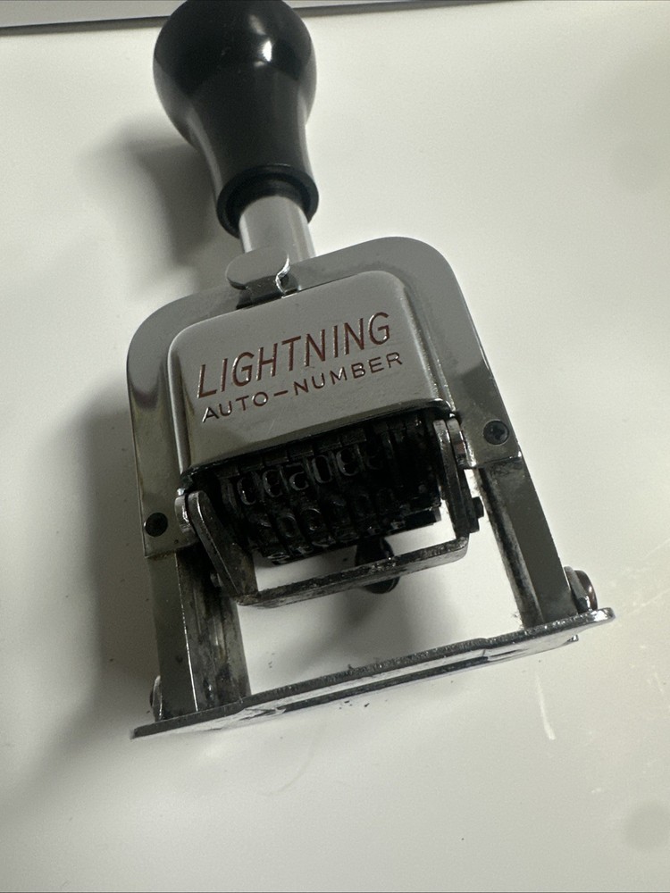Lightning Auto-Number Vintage Automatic Self Inking Sequential Numbering Stamp