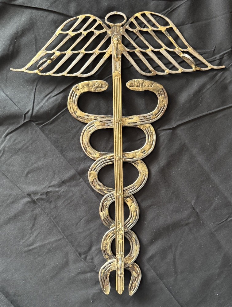 Caduceus metal wall mount