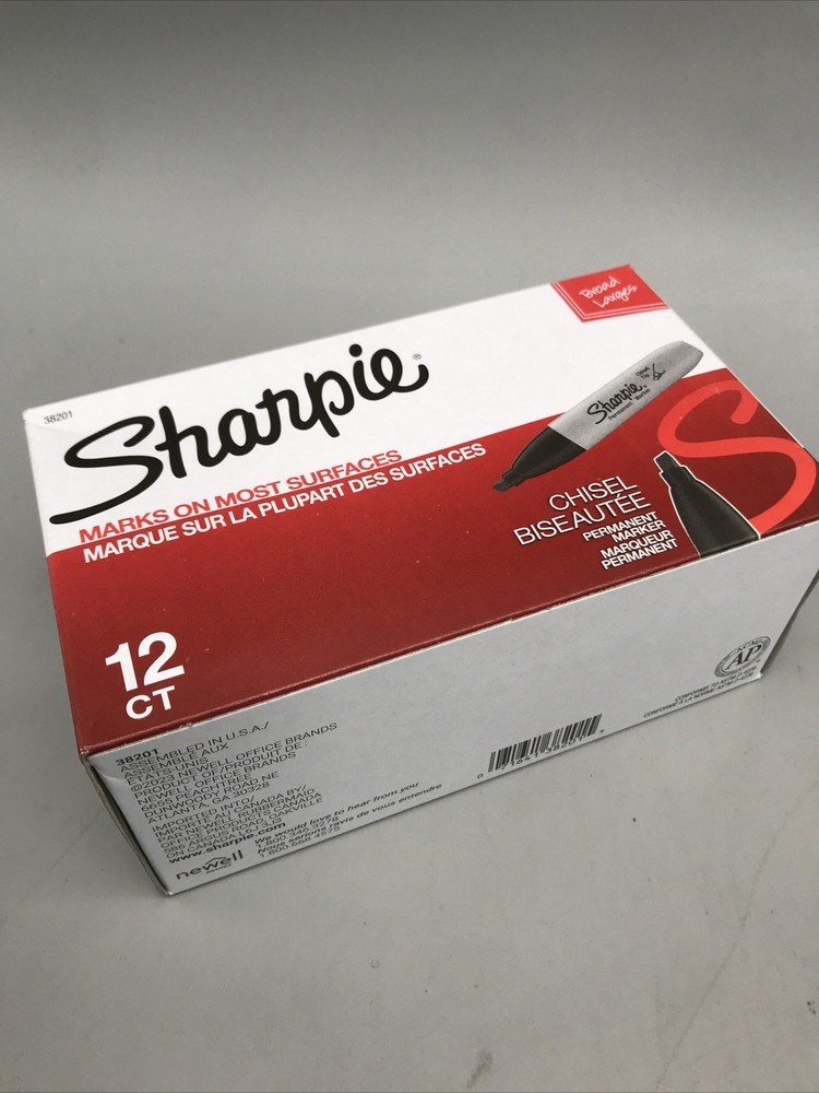 SHARPIE Permanent Markers, Chisel Tip, Black, 12 Count Brand New