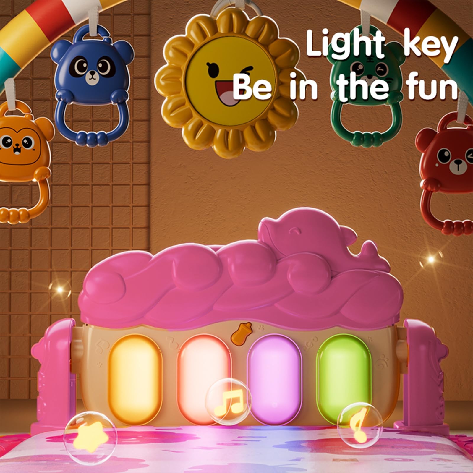 Baby Play Mat Baby Gym,Play Piano Tummy Time Baby Activity Mat, Music and Lig...