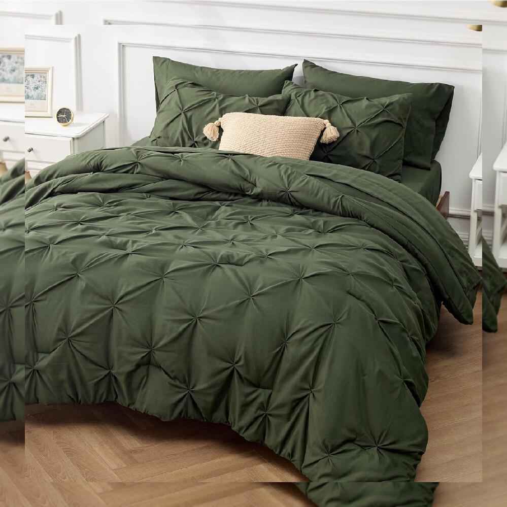 Bedsure Full Size Comforter Sets - Bedding 7 Full, Olive Green
