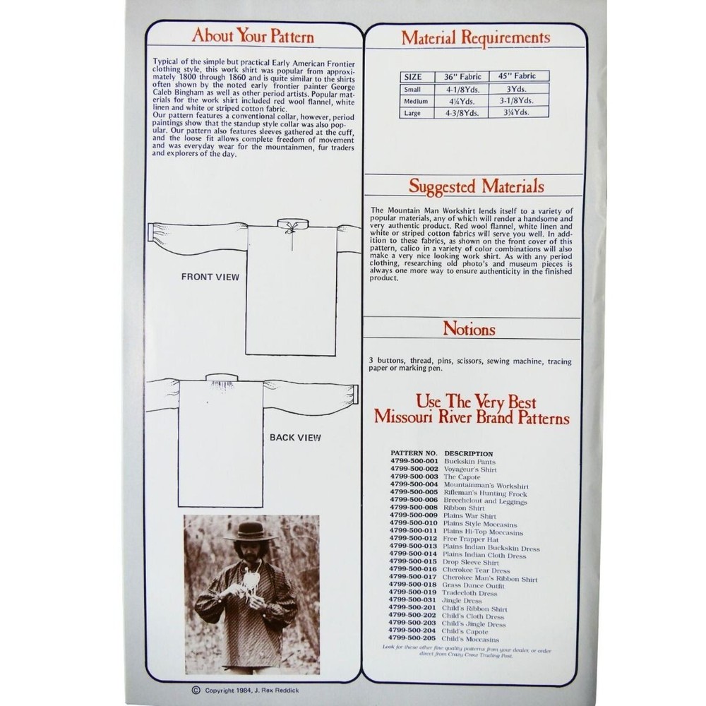 Mountain Man's Work Shirt Pattern by EAGLE VIEW ptn100004