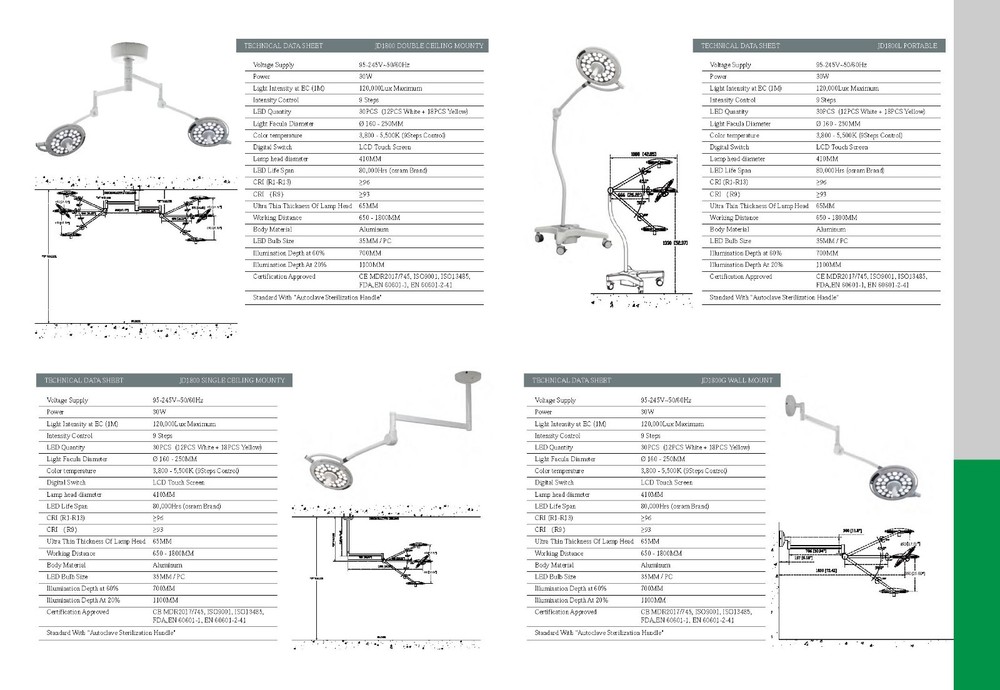 Surgical lamp JD1800 double ceiling light