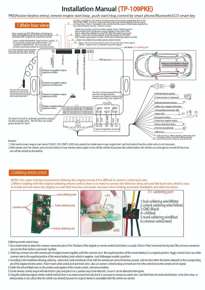 Push start remote start for VW GOLF7 ,PKE,Special cable