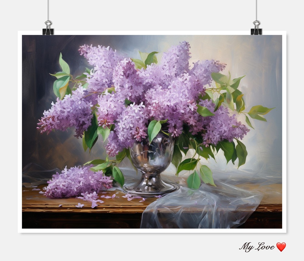 Lilacs in a Vase 5 DIY Chart Counted Cross Stitch Patterns Needlework DMC Color