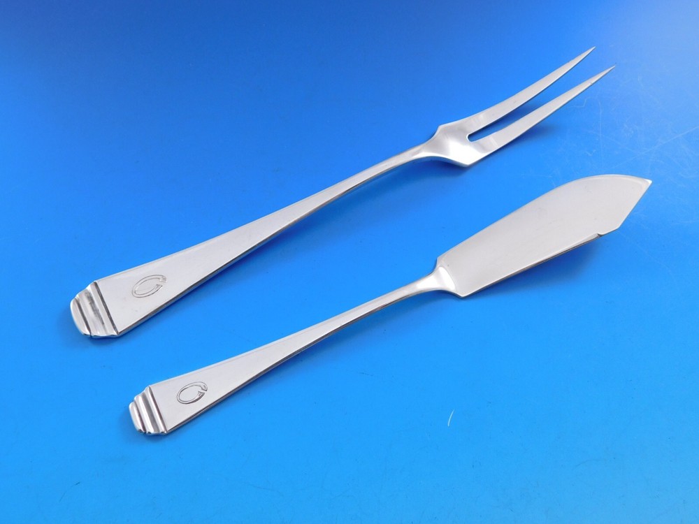 German 800 Silver Flatware Set Service 98 pieces O monogram Pyramid Design