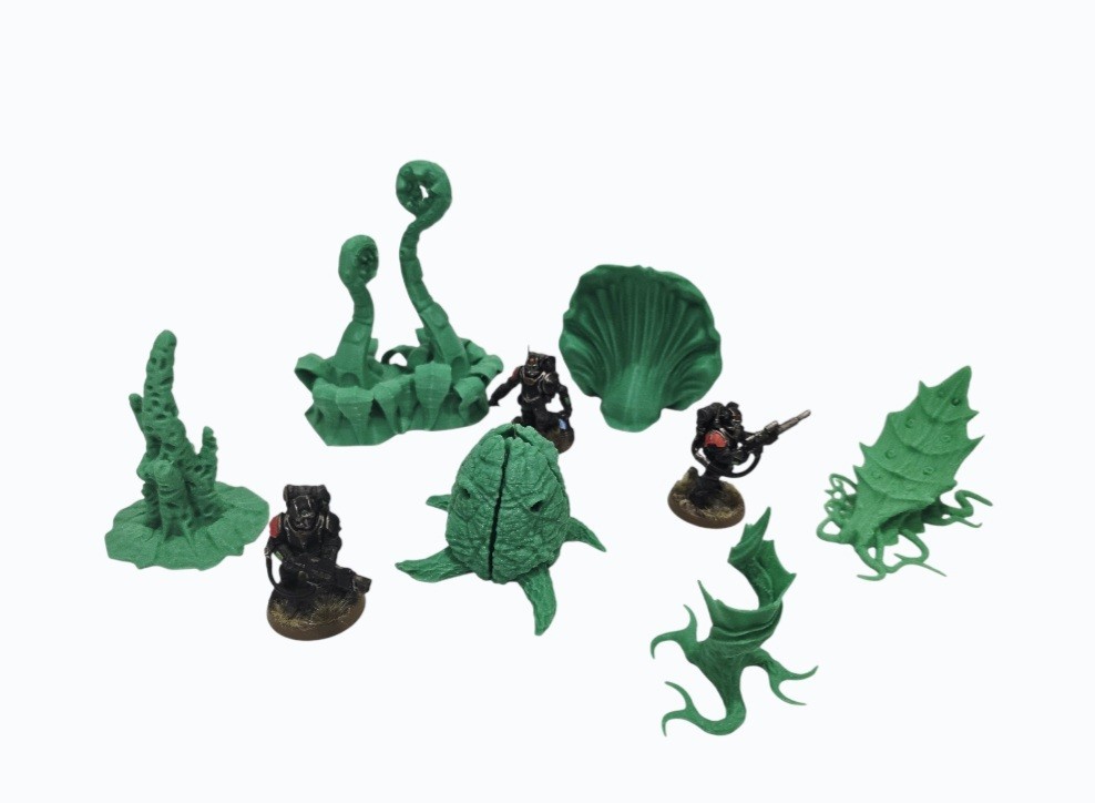 3D Printed Tabletop War Terrain Alien Plants Set D Perfect For 40K / Kill Team