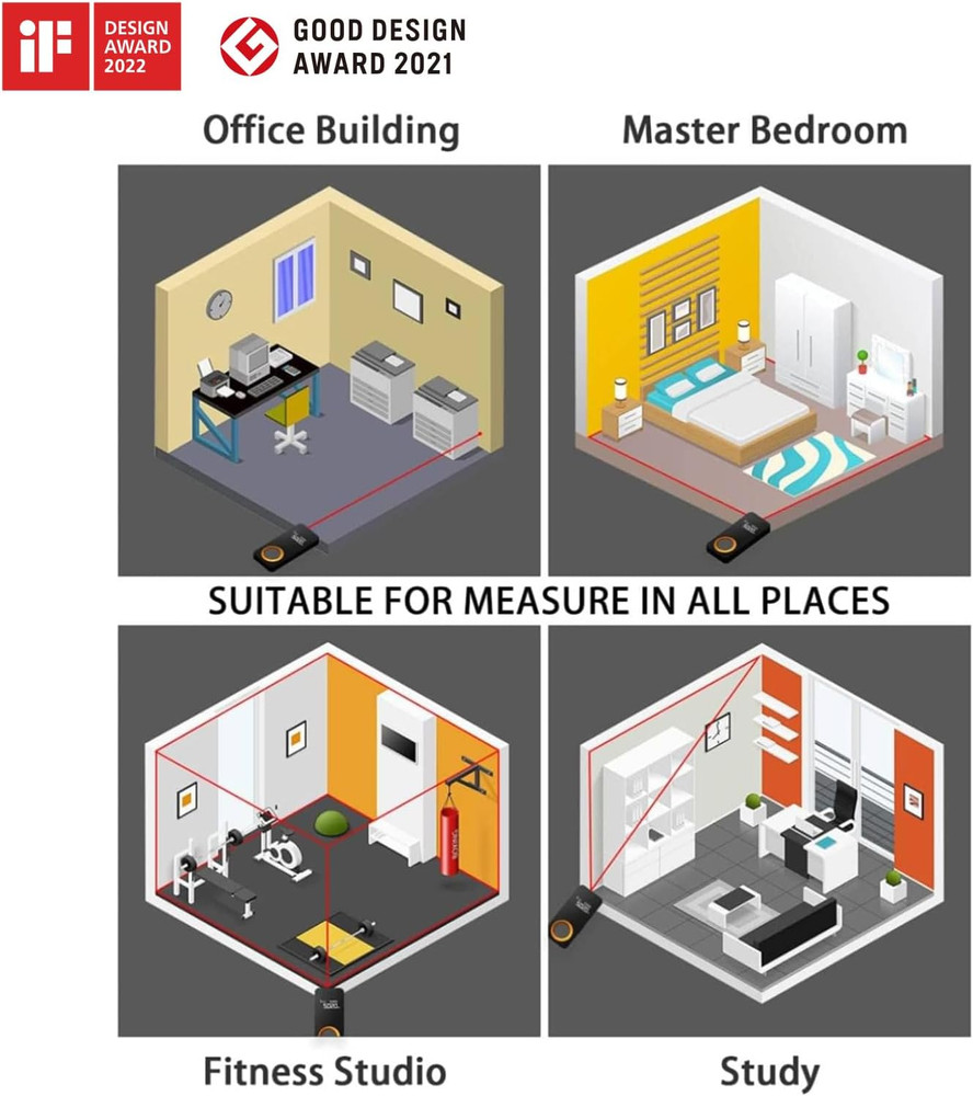 Compact Laser Measuring Tool, 98Ft Accuracy, USB-C Rechargeable, OLED Display