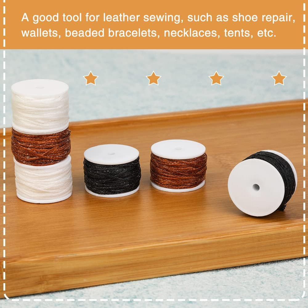 6 Pack Waxed Thread Leather Sewing Awl Replacement Spools, Repair Stitch Thread,