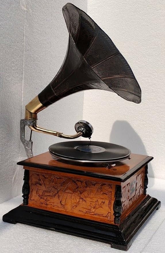 Vintage Style HMV Gramophone Player – Working Wind-Up Phonograph Record Player