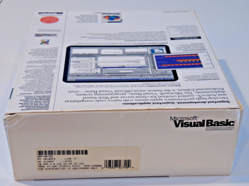 Microsoft Visual Basic 5.0 Professional Edition VB5 Pro CD-ROM in Retail Box