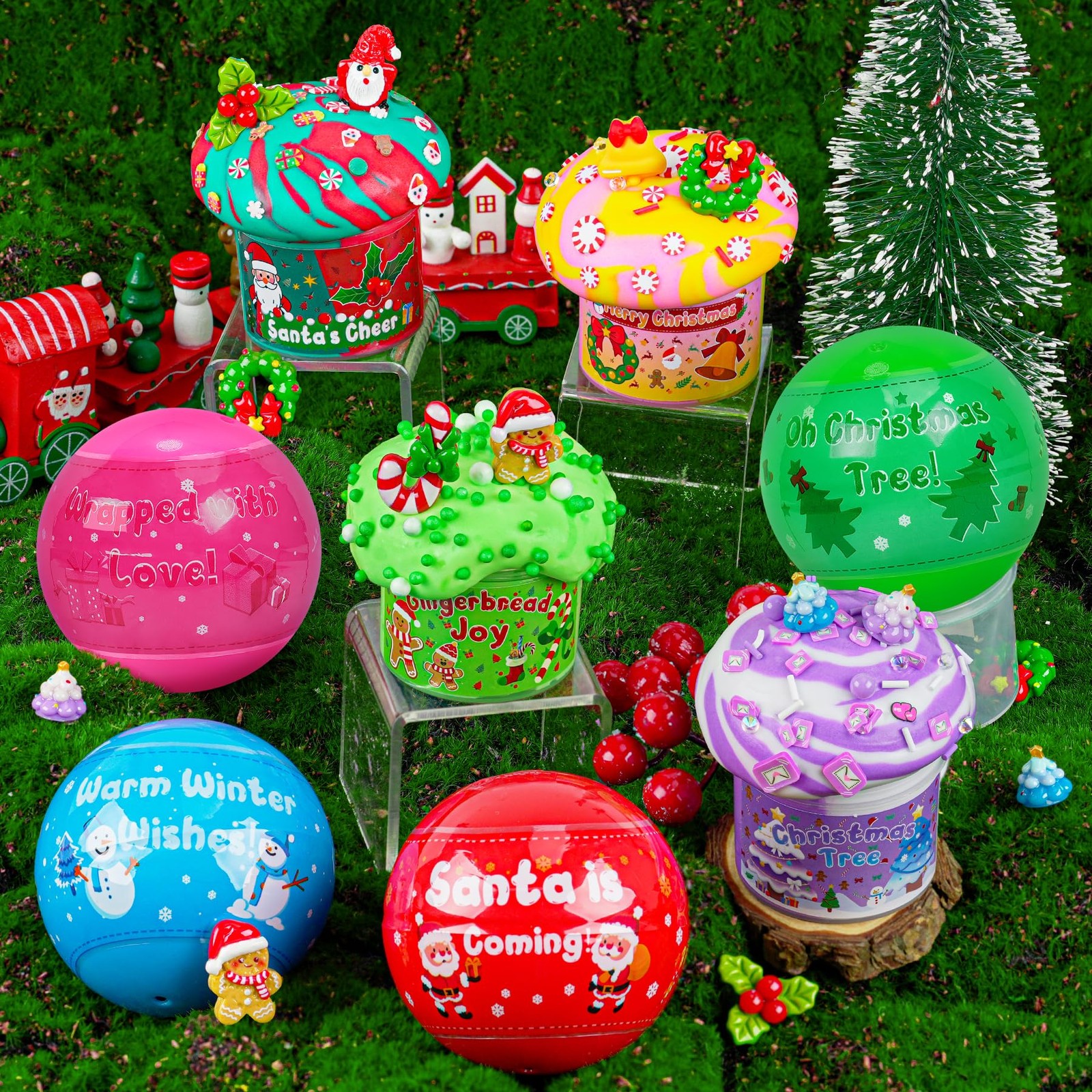 LAWOHO Christmas Stocking Stuffers for Kids, 4 Pack Slime