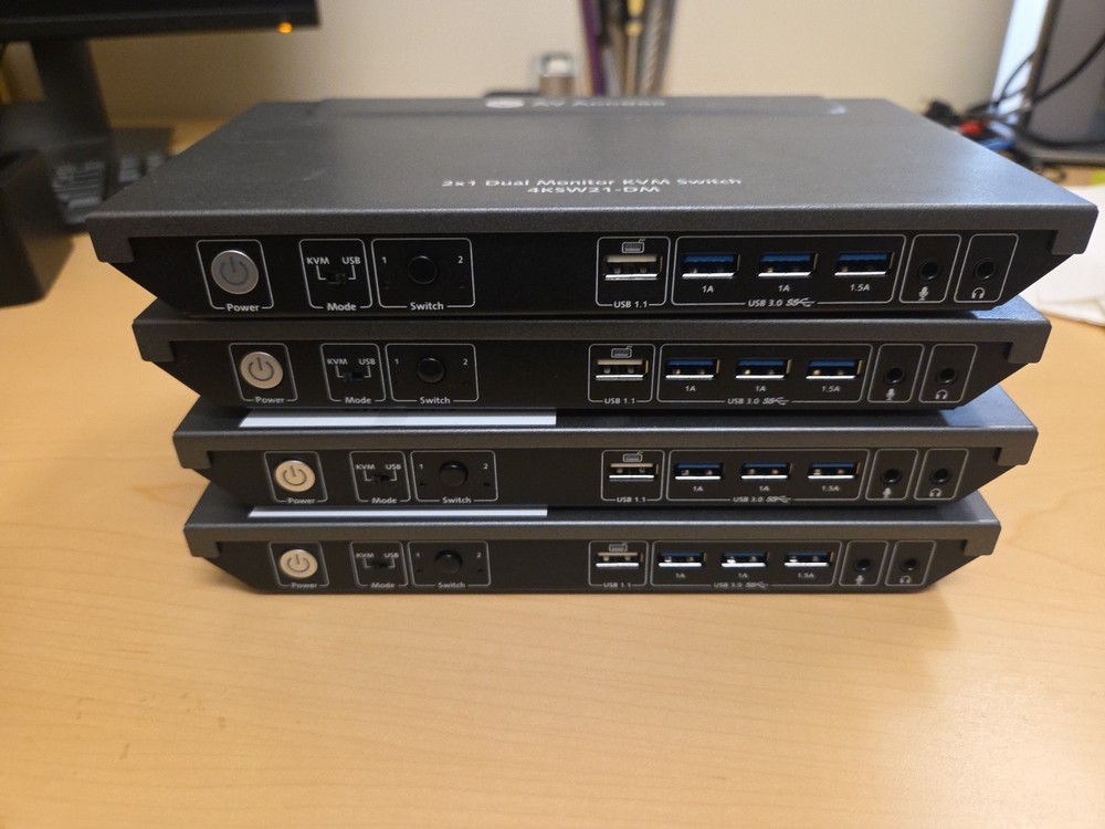 AV Access KVM Switch 2 Monitors 2 Computers, 4 USB, EDID, Fast Hotkey Switch,...