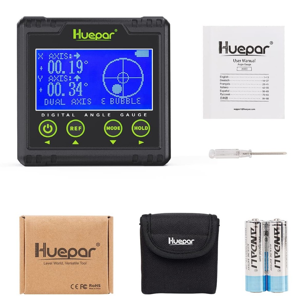 Digital Angle Gauge Protractor, Electronic Bubble Angle Finder Dual Axis Leve...