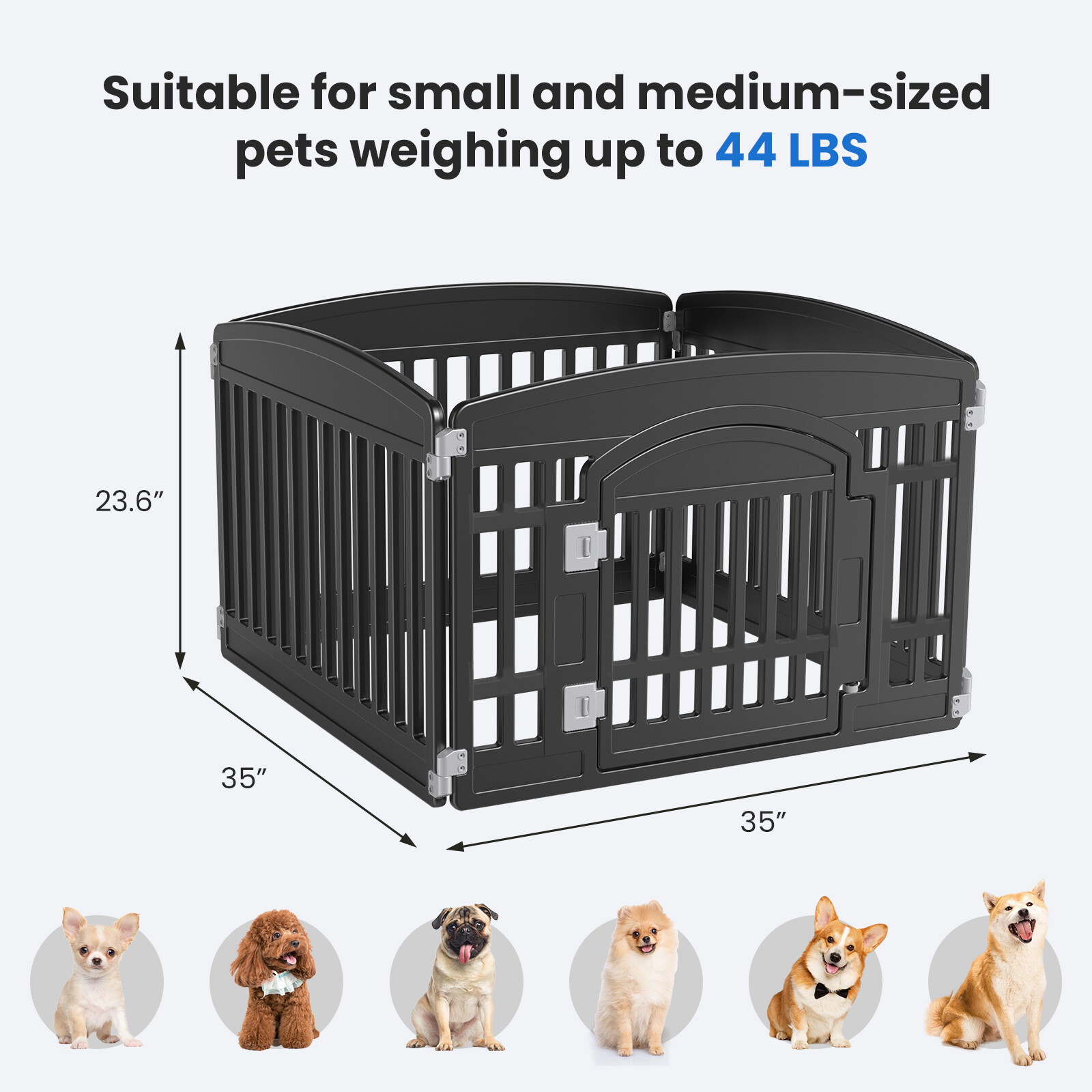 24" Exercise 4/6-Panel Plastic Pet Playpen with Door Dog Playpen Puppy Playpen