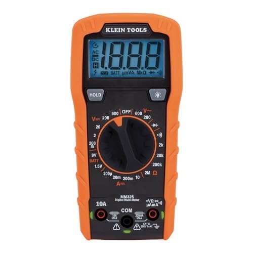 Digital Multimeter 600V AC/DC Voltage Tester, Manual-Ranging, Tests Current, Res