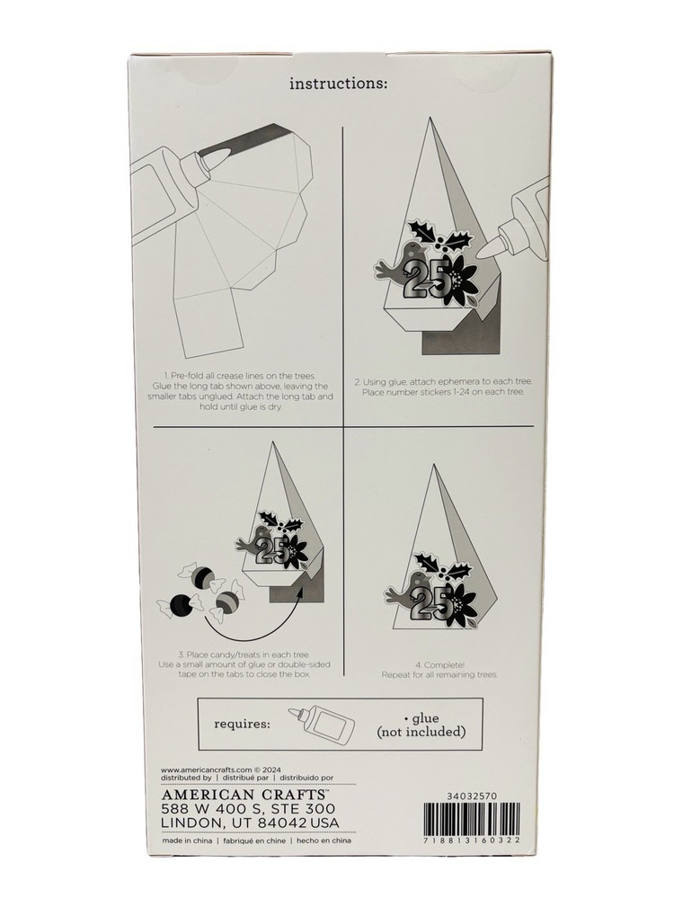 DCWV Paper Projects Advent Trees Kit - Makes 27 Christmas Countdown Trees - NEW