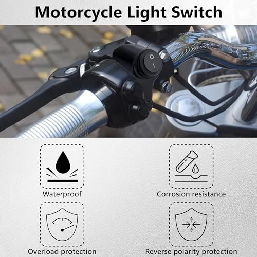Motorcycle Handlebar Switch 12V, Waterproof Motorcycle Light Toggle 1 PC