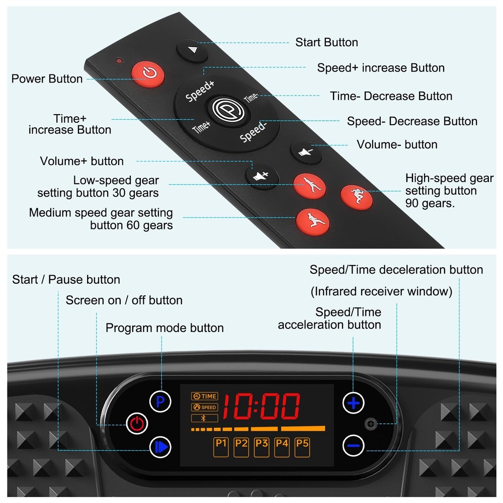 Vibration Plate Exercise Machine for Lymphatic Drainage, 450 Lbs Capacity