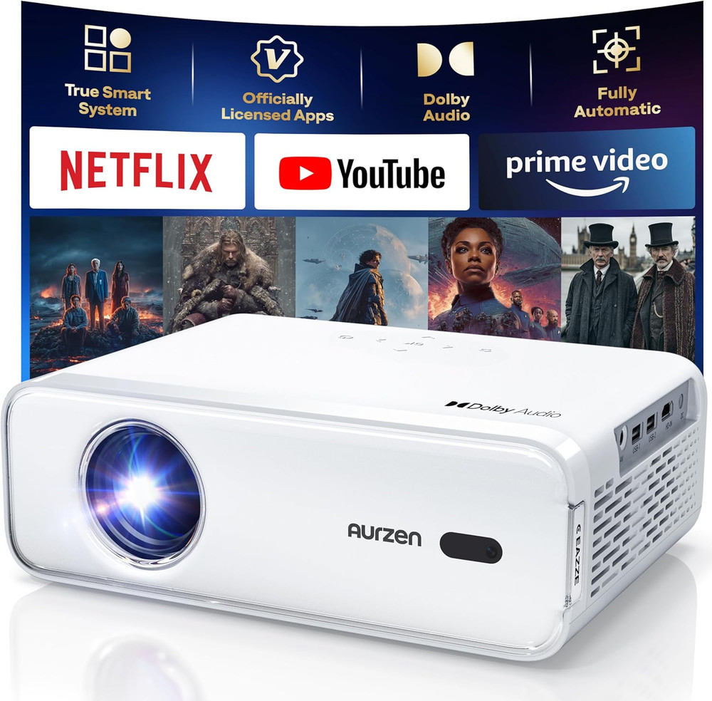 EAZZE D1 Smart Projector with Wifi and Bluetooth, Officially-Licensed APP, Auto