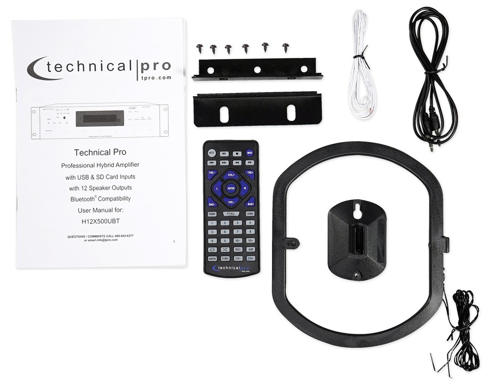 Technical Pro 6-Zone Receiver+(12) White Cube Speakers For Restaurant/Bar/Cafe